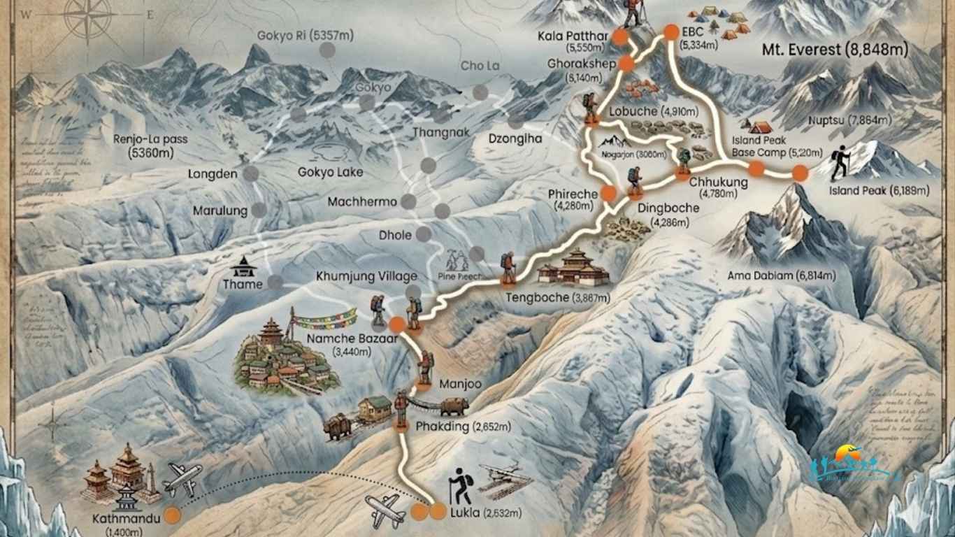 Island Peak Climbing Map