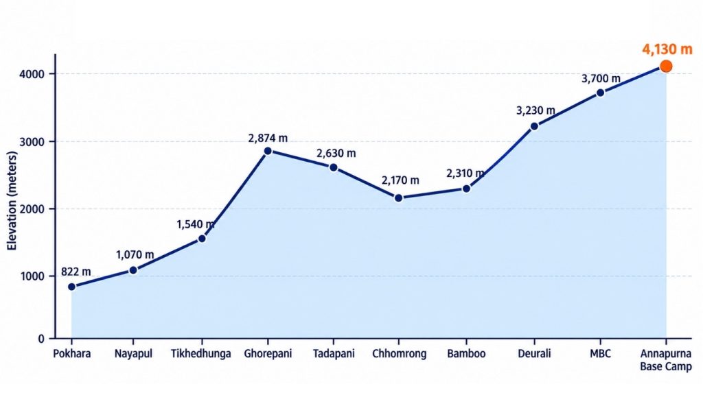 Annapurna Base Camp Trek Elevation Gain