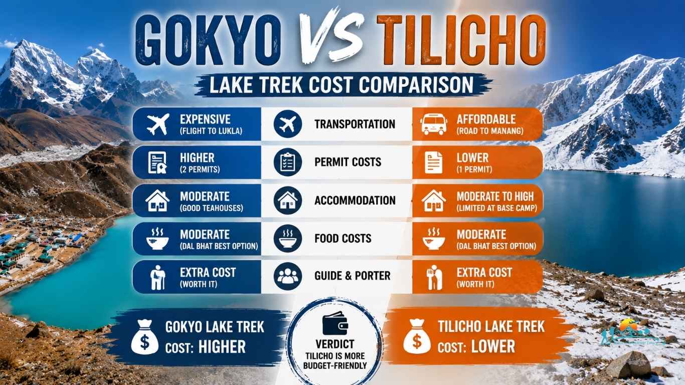Gokyo vs Tilicho Lake Trek Cost Comparison